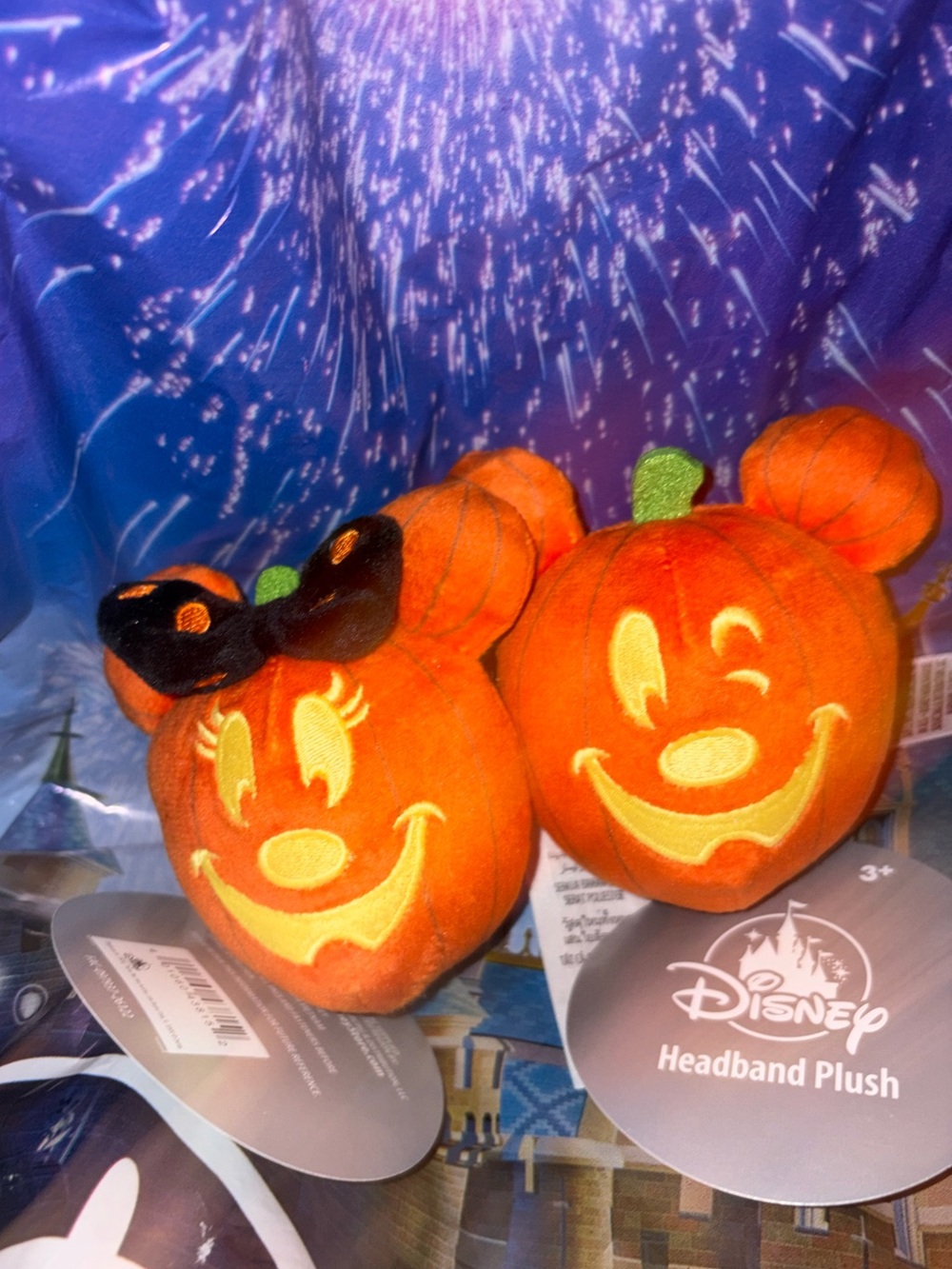 Disney Pumpkin Minnie and Mickey Plush Headband Pair create your own headband